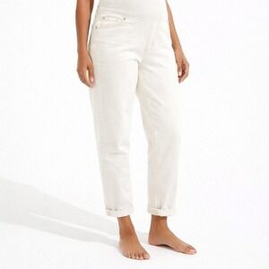 Topshop Maternity Mom High Waisted Tapered Leg Cuffed in White‎ Size 36 NWT